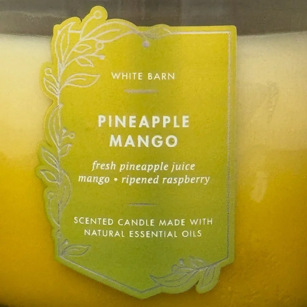BBW Pineapple Mango White Barn Bath & Body Works 3 Wick Candle - Picture 3 of 10